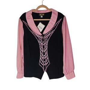 Vintage Women's Bob Mackie Wearable Art Button-Up Blouse Vest 2X